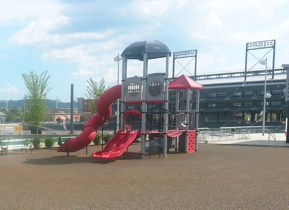 Regions Playgrounds featuring bonded rubber surfacing