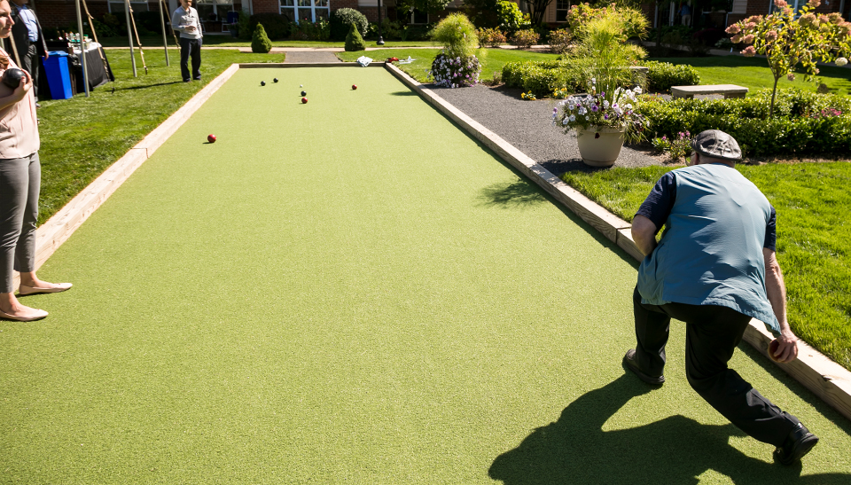 XGrass Turf Bocce Court with Senior Citizen Players