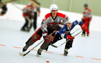 A game of inline hockey